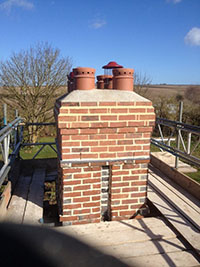 The stack was rebuilt to its original dimensions using a lime mortar which in time will be a close match to the old mortar.